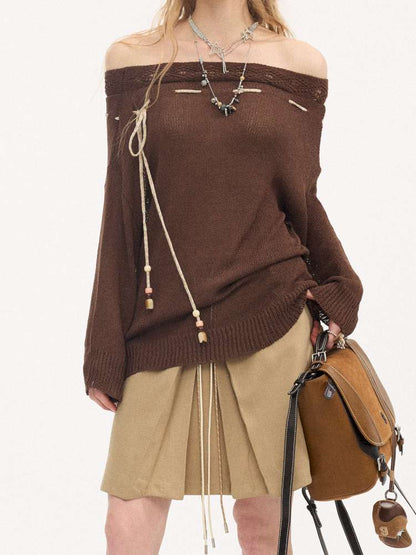 Slanted Strap Smock Knit Sweater【s0000015409】