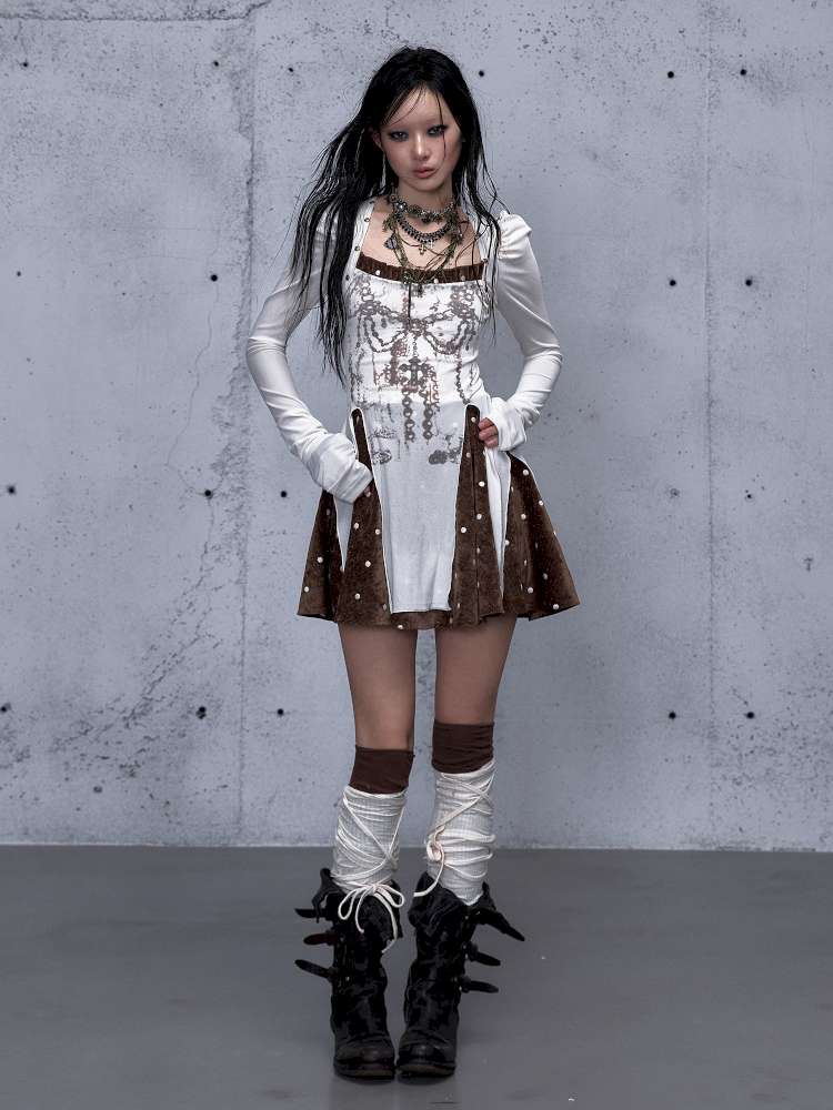 Vintage Baroque Velvet Check Dress【s0000014935】