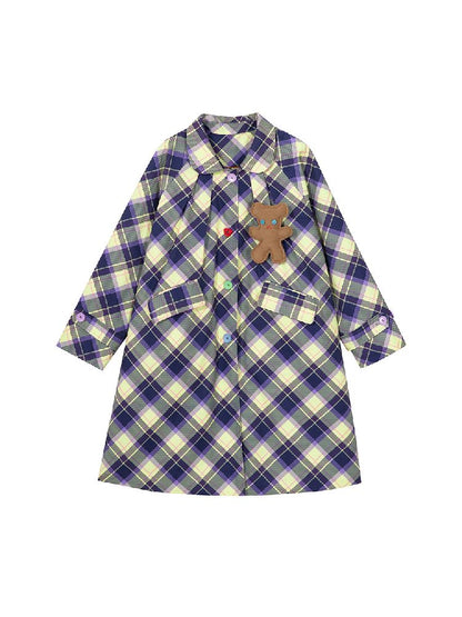 PLAID PLUSH BEAR CLIP COTTON JACKET [S0000010514]