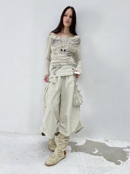 Vintage Low Rise Cargo Cropped Pants【s0000015906】