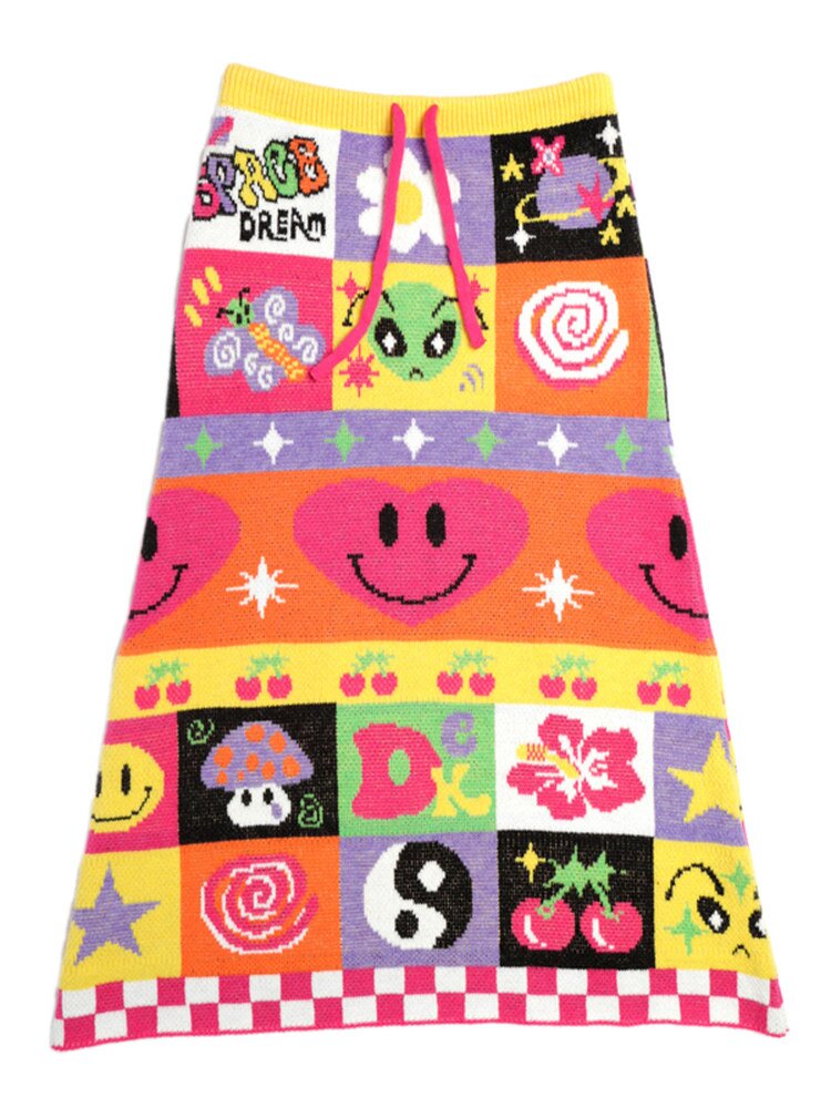 Cartoon Rainbow Knit Stretch Skirt【s0000015555】