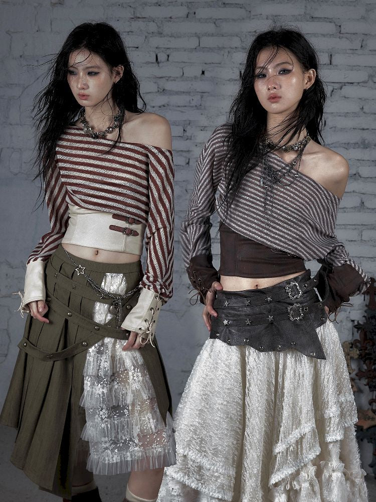 One Neck Tie Long Sleeve Short Top【s0000011832】