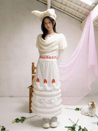 Draped Collar Bow Knitted Two-Piece Top【s0000014938】