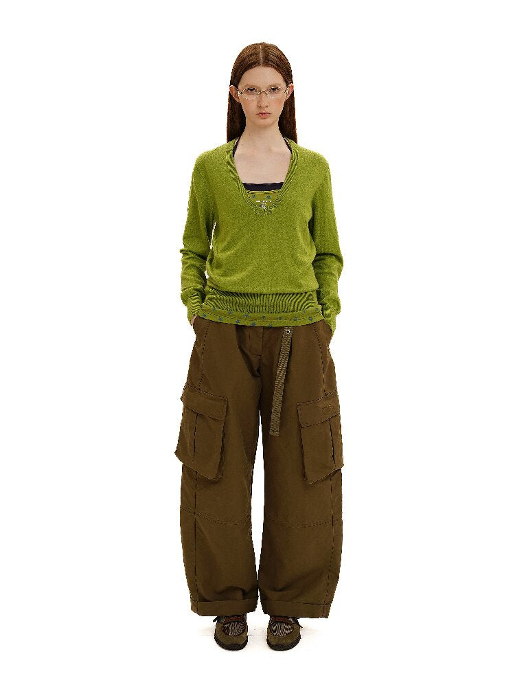 Long Staple Cotton Cargo Trousers【s0000016138】