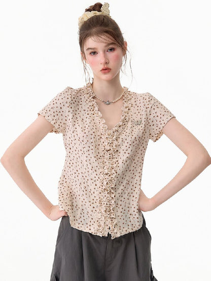 Polka Dot Lace Patchwork Tee Top【s0000017752】