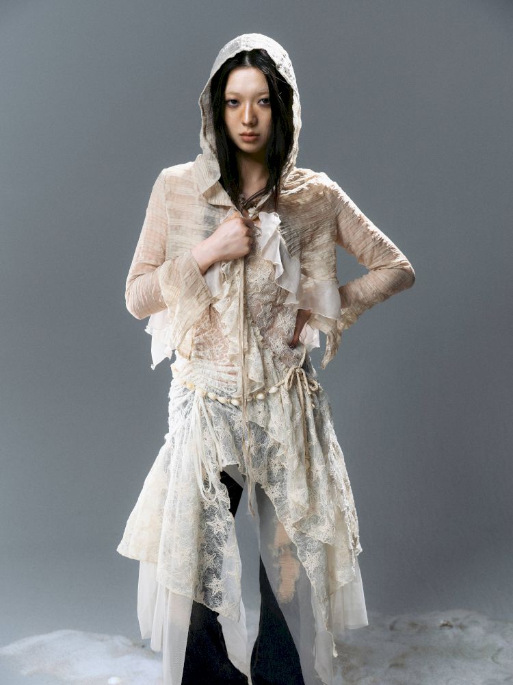 Ruffle Chiffon Cardigan【s0000012624】