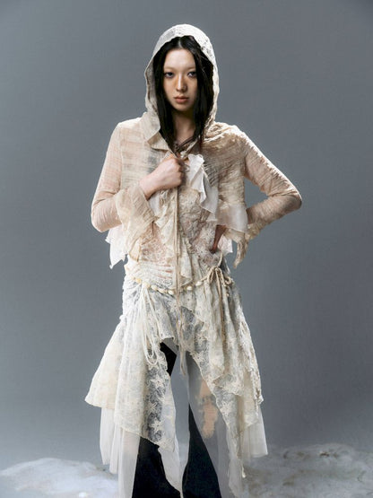 Ruffle Chiffon Cardigan【s0000012624】