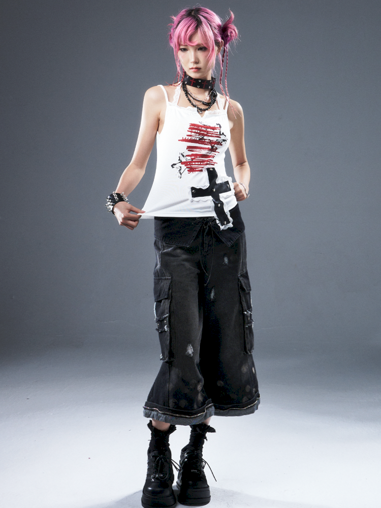 Denim Ripped Knee-Length Pants【s0000012942】