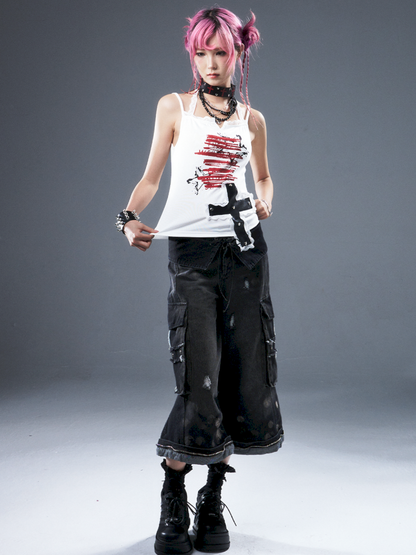 Denim Ripped Knee-Length Pants【s0000012942】