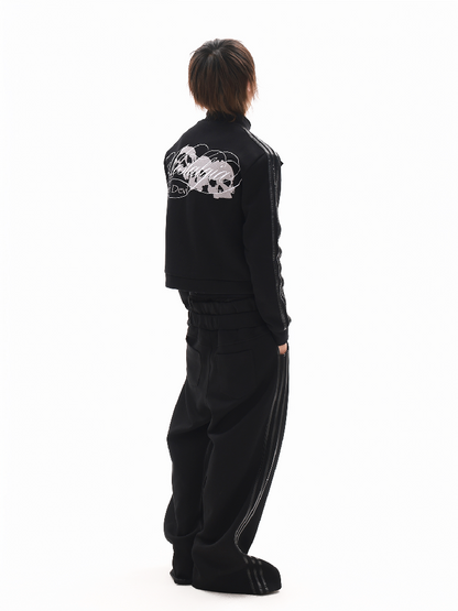 Dark Leather Skull Stand Collar Jacket【s0000018340】