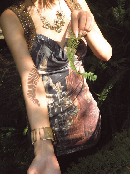 Studded Egyptian Print Vest Dress【s0000018115】