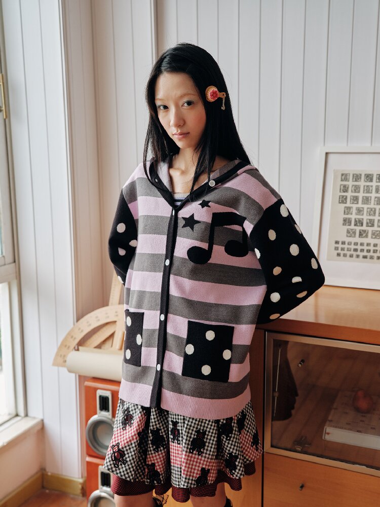 Purple Jacquard Hooded Sweater Top【s0000018708】