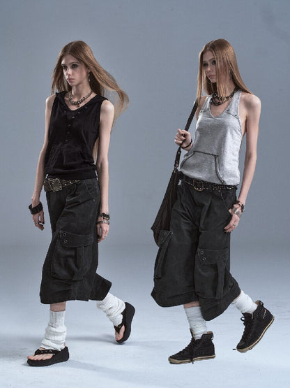 Rivet Pleats Washed Cropped Pants【s0000016895】