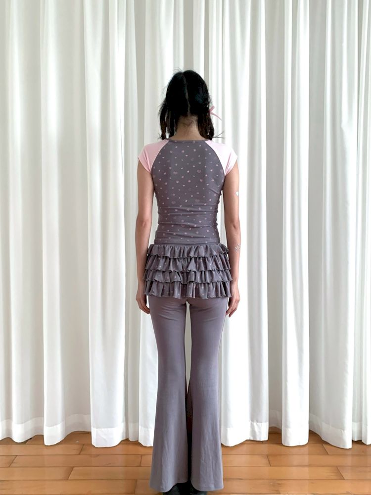 Love Cat Paw Print Cake Skirt Pants [S0000009272]