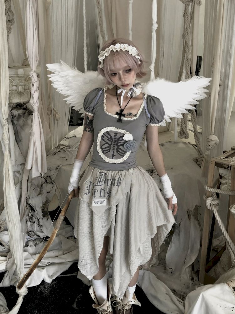 Bubble Sleeve Short Sleeve T-Shirt【s0000013525】