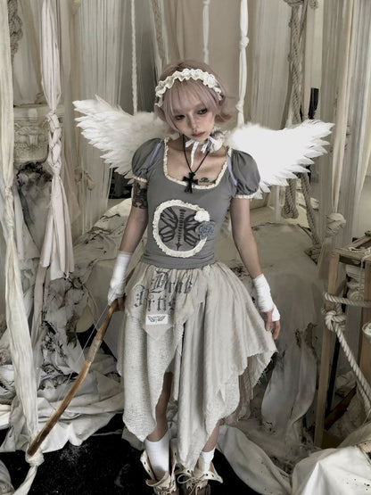 Bubble Sleeve Short Sleeve T-Shirt【s0000013525】