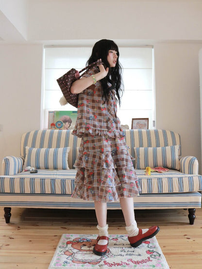 Strawberry Plaid Print Loose Shirt【s0000017511】