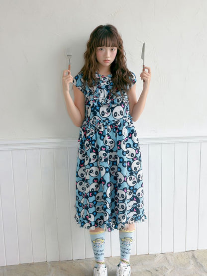 Blue panda pattern dress【s0000012757】