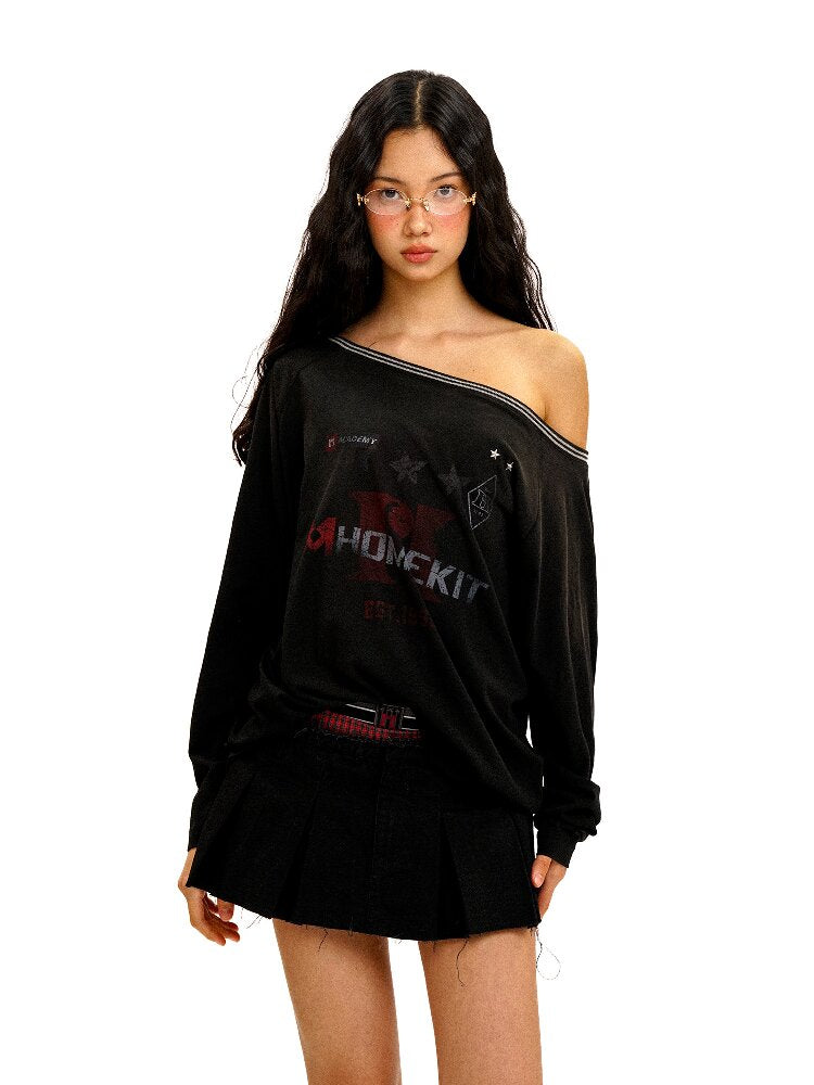 College Distressed T-Shirt Top【s0000016435】