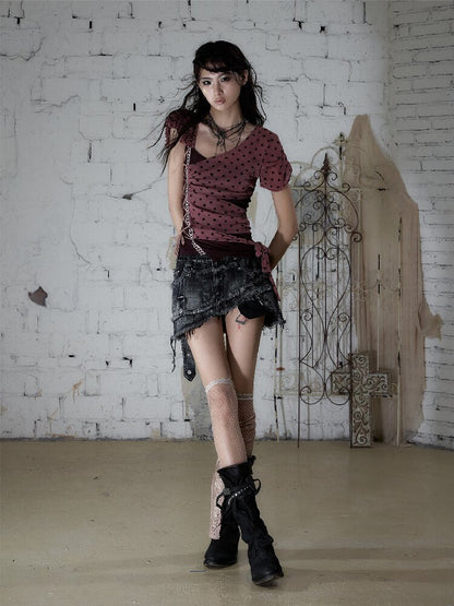 Washed Heavy Work Denim Skirt【s0000017232】
