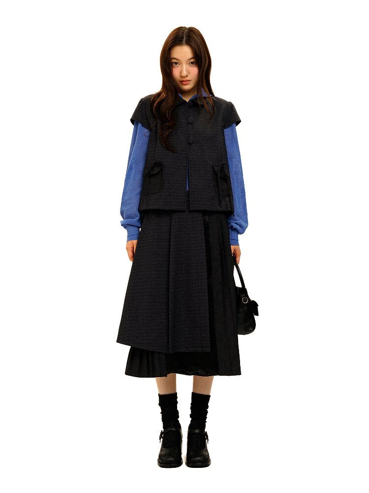 Plaid Puff Sleeve Skirt Set【s0000017925】