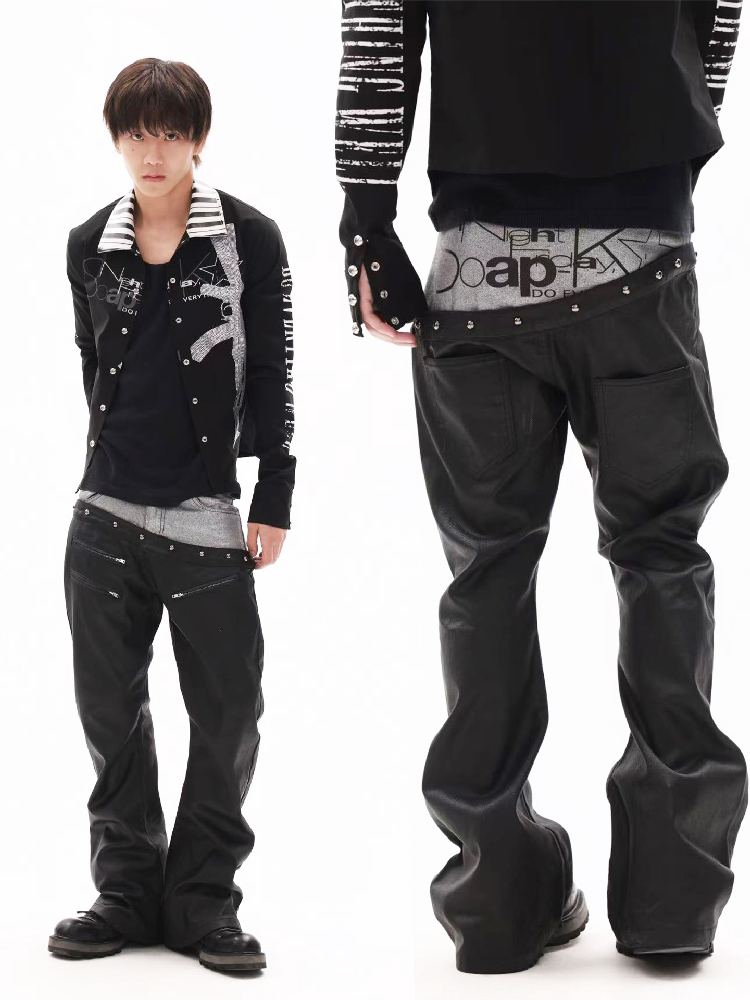 Dark Silver Curved Blade Waxed Jeans【s0000018348】