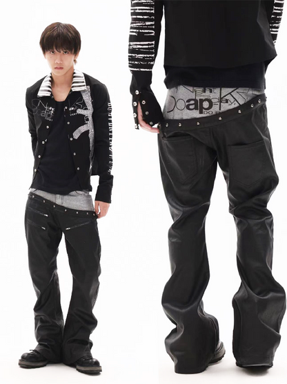 Dark Silver Curved Blade Waxed Jeans【s0000018348】