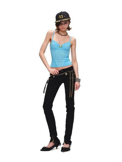 Washed Elastic Skinny Jeans【s0000016921】