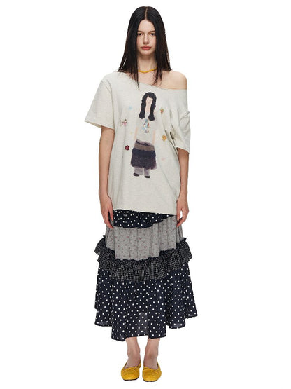 Floral Plaid Polka Dot Cake Skirt【s0000015885】