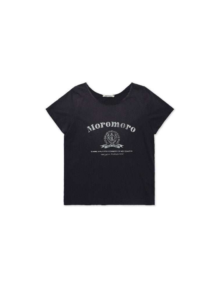 College Emblem Off Shoulder T Shirt【s0000017443】