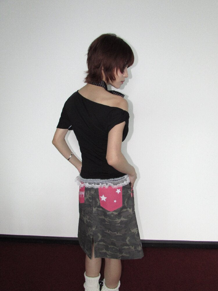 Graffiti Print Camouflage Skirt【s0000018659】