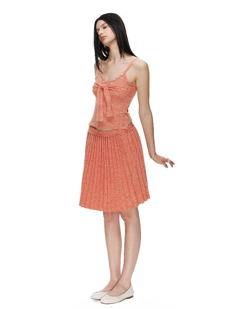 Sunset Floral Pleated Knit Set【s0000015870】