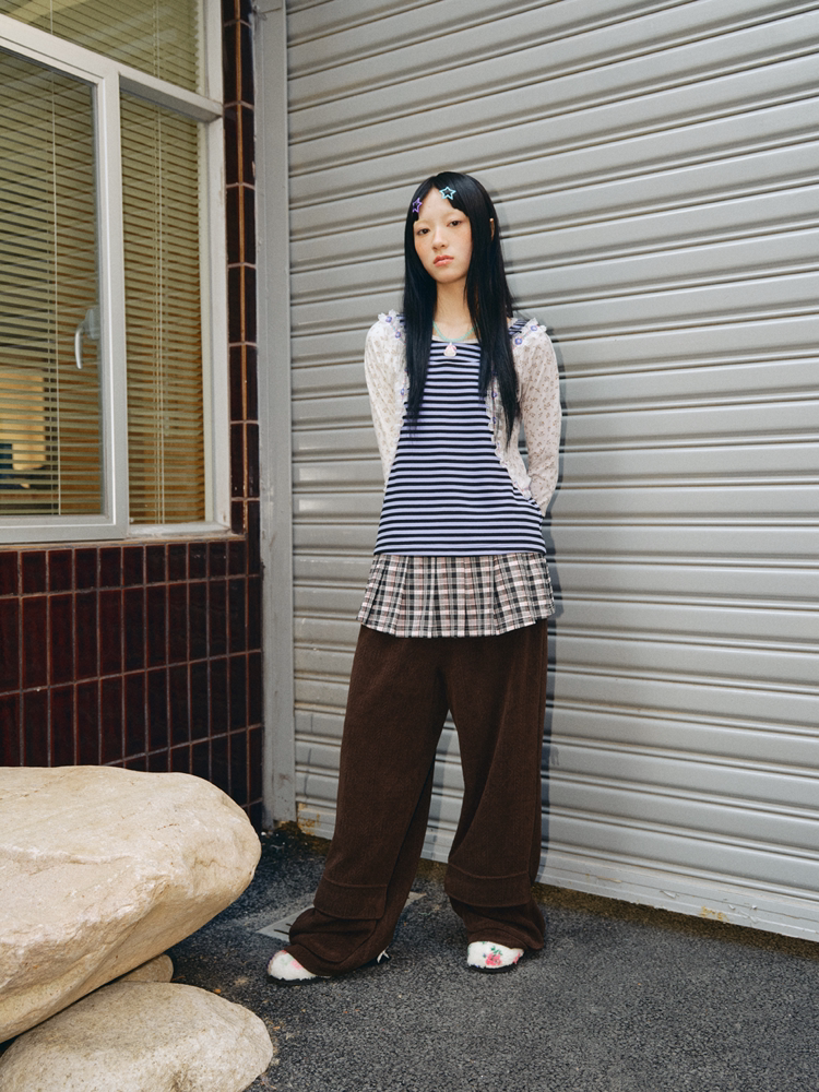 Floral Patchwork Edge Thickened Top【s0000018688】
