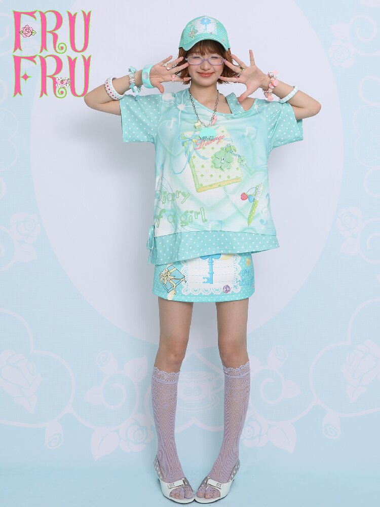 Lucky Clover Mint Shoulder T Shirt【s0000017454】