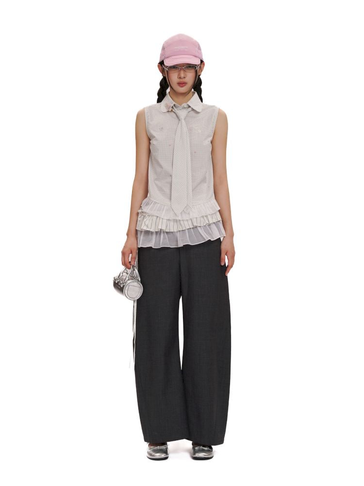 Removable tie sleeveless shirt【s0000012506】