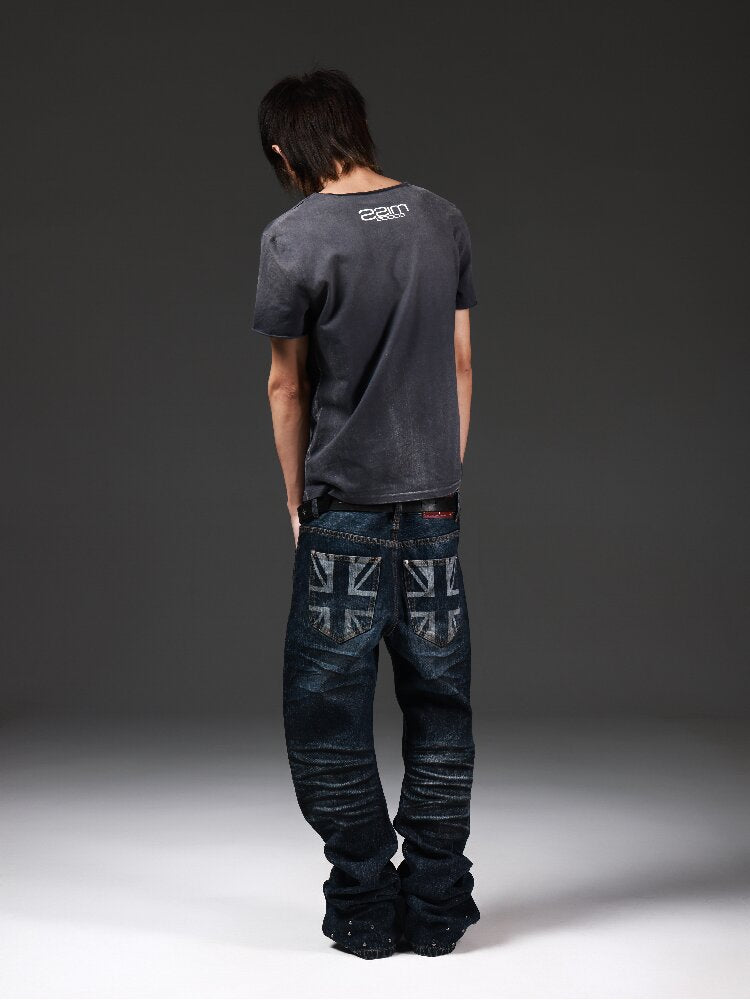 Handmade Bead Curved Knife Jeans【s0000018298】