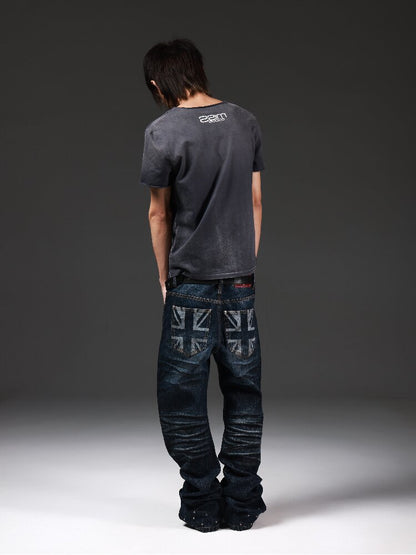 Handmade Bead Curved Knife Jeans【s0000018298】