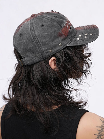 Distressed Hole Rivet Baseball Cap【s0000018989】