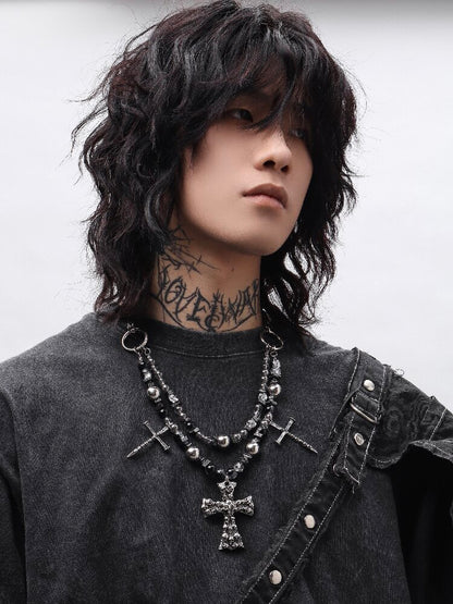 Skull Ruins Y2K Punk Heavy Necklace【s0000018970】