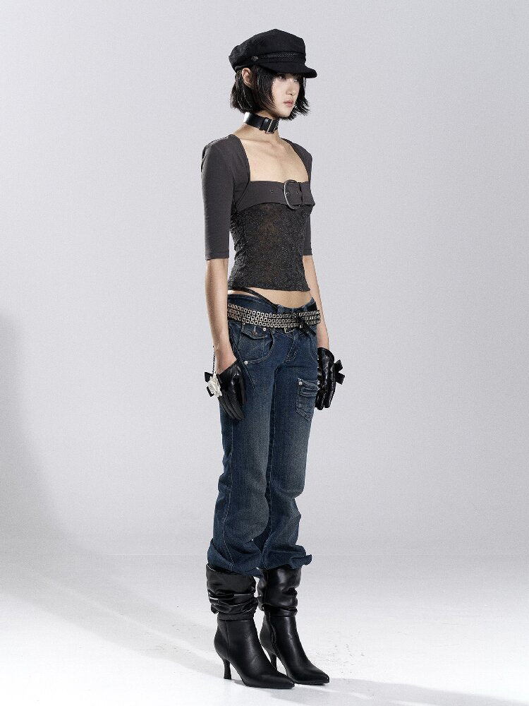 Heavy-Duty Washed Straight Jeans【s0000018487】