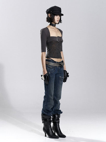 Heavy-Duty Washed Straight Jeans【s0000018487】