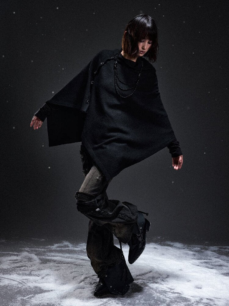 Dark Punk Loose Knit Outerwear Shawl【s0000019294】