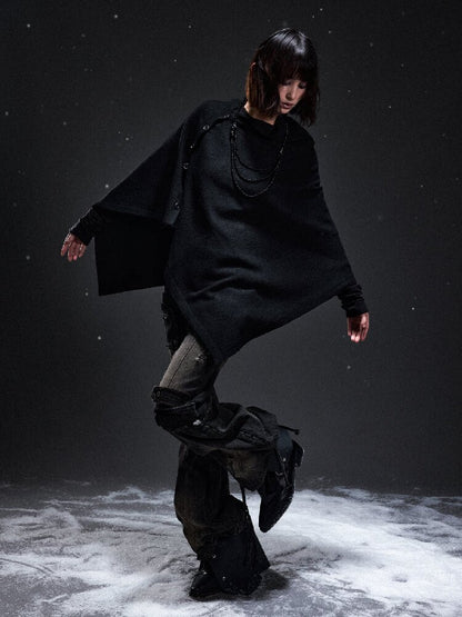 Dark Punk Loose Knit Outerwear Shawl【s0000019294】