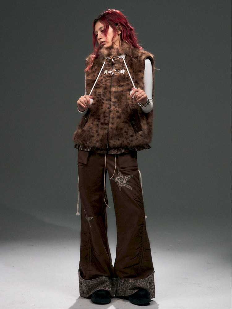 Leopard Fur Patchwork Lace Vest【s0000015094】