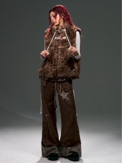 Leopard Fur Patchwork Lace Vest【s0000015094】