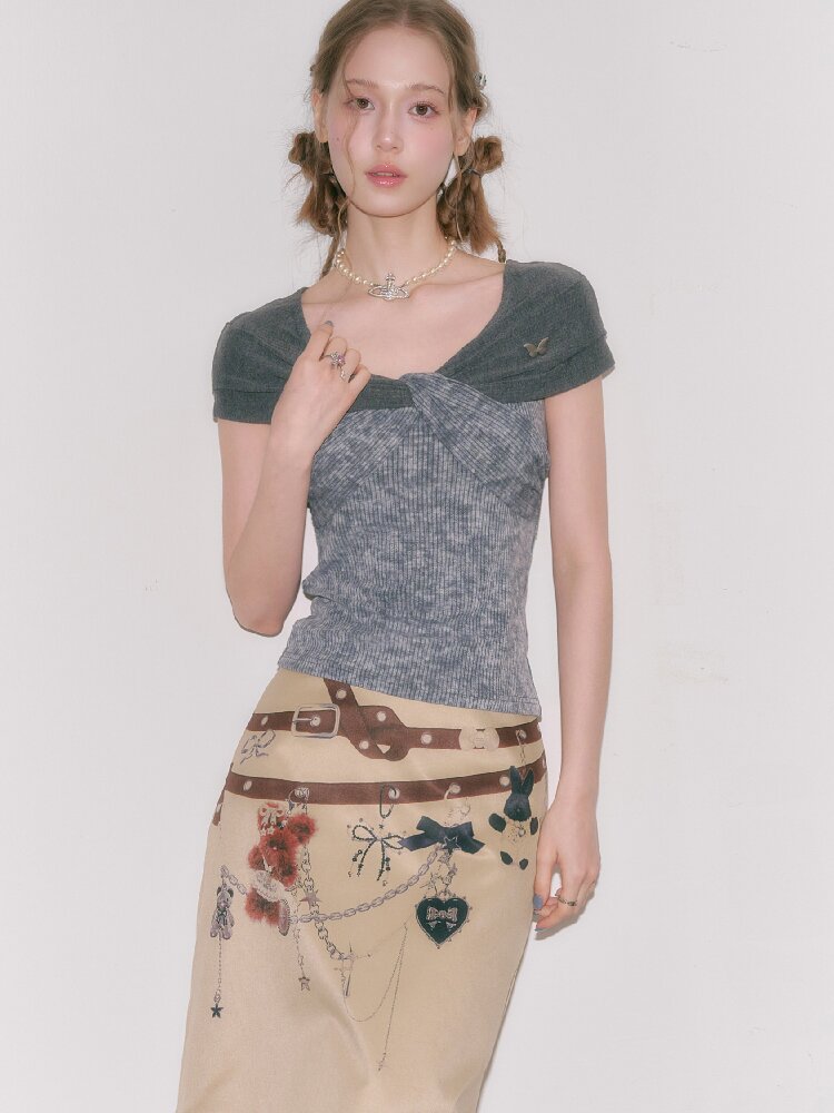 Flower Knot Butterfly Slim T-Shirt【s0000016606】