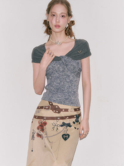 Flower Knot Butterfly Slim T-Shirt【s0000016606】