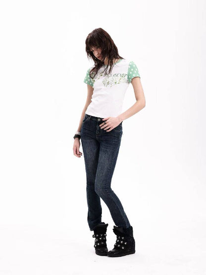 Y2K Rhinestone Musical Note Slim Tee【s0000018286】