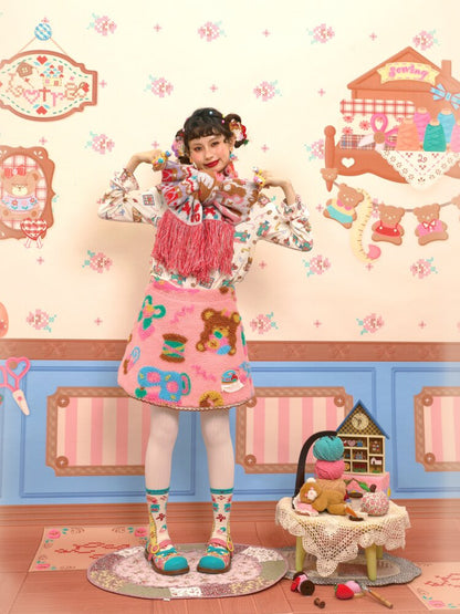 Pink Polar Fleece Lambswool Skirt【s0000015566】