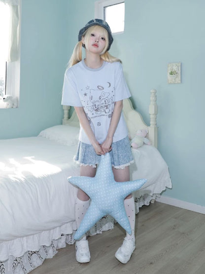 Angel Cat Short Sleeve T-Shirt【s0000012200】